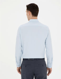 A__k Oxford Mavi Slim Fit Uzun Kollu G_mlek