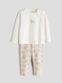 Bisiklet Yaka Bask?l? K?z Bebek Pijama Tak?m?