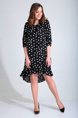 Платье Liona Style 778 черный/горох
