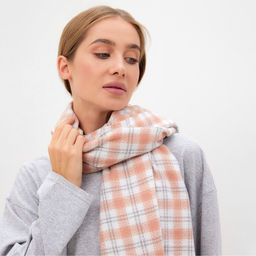 Шарф зимний с кистями MINAKU 65*180 + 8 см клетка