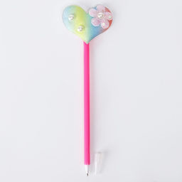 Цена за 12 шт. Ручка Радужное сердце, синие чернила, МИКС - Simaland фото 3