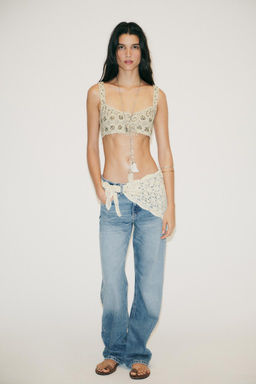 TRF WIDE-LEG MID-WAIST SCARF JEANS