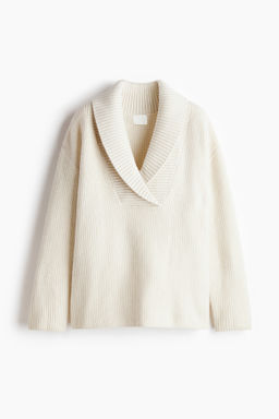Jersey en punto acanalado con cuello esmoquin
