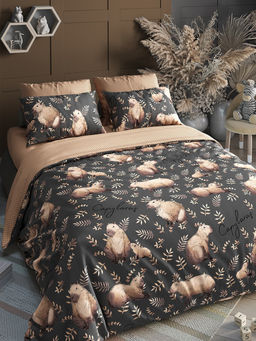 Постельное белье детское поплин с простыней на резинке - Капибары Детский