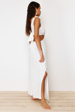 TRENDYOLMILLA Siyah Dokuma Puskullu Cut Out/Pencere Maxi Plaj Elbisesi TBESS21EL3624 фото 17