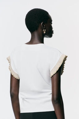 METALLIC THREAD RUFFLE T-SHIRT - Zara фото 4