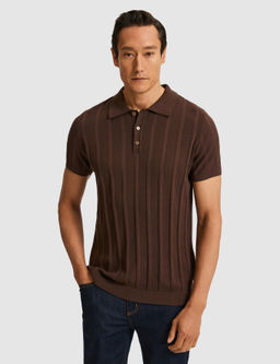 Kahverengi Slim Fit Pamuk Kar___ml_ Polo Yaka Triko T-shirt