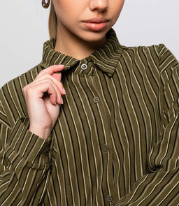 Рубашка #КТ8843 (1), хаки - Dommod фото 5