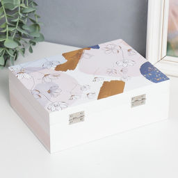 Шкатулка для украшений «Абстракция. Цветы», дерево, 6.5×20×15 см