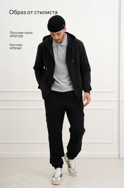 Мужской базовый лонгслив-поло Happy Fox  фото 97