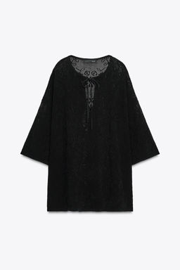 OVERSIZED FLORAL TEXTURED KNIT TOP - Zara фото 5