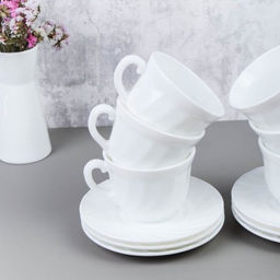 Чайный набор 12 предметов 200 мл белая А / XWB190HP55-6E (WHITE) /уп 8/ - Галеонтрейд фото 4