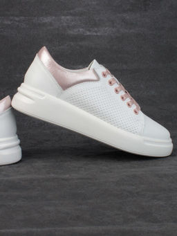 05-PDXT13-2 WHITE/PINK Кроссовки женские (натуральная кожа)