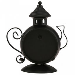 Часы настольные интерьерные "Чайник" 13,5х8х16см, мягкий ход, циферблат с рисунком, бежевый; цифры арабские, черный; выпуклое стекло; элементы металл, корпус пластик, черный матовый; в коробке (Китай)