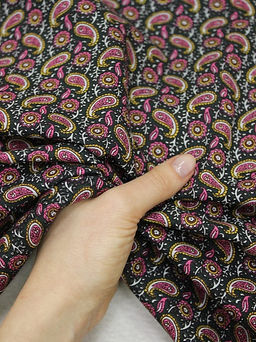 Импорт. хлопок Эмине цв.черно-зеленый, ш.1.5м, хлопок-100%, 110гр/м.кв - Купава фото 6