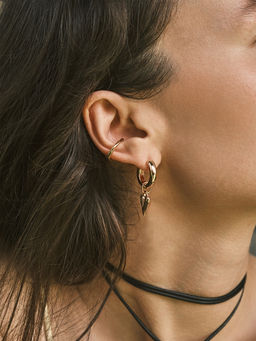 Серьги-трансформеры Сердце под гематит, цвет золото