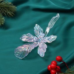 Цена за 2 шт. Ёлочная игрушка Зимнее волшебство. Волшебный листок, 118.2 см, прозрачный перелив  фото 6