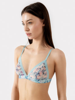 Бюстгальтер женский мятно-зеленый с крупными цветами крупные цветы на мятном 512521