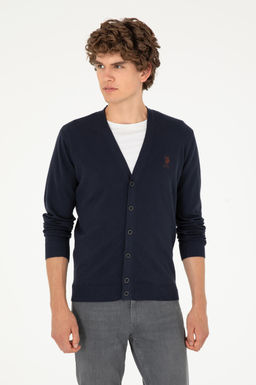 Мужской темно-синий базовый трикотажный кардиган - U.s. polo assn фото 8
