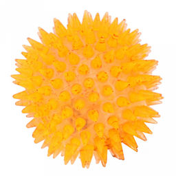 Пэт тойс (Pet toys) Игрушка для собаки Мяч с шипами д7,5см h7,5см, ПВХ, с пищалкой, светящаяся, на картоне, прозрачная, цвета в ассортименте: розовый, зеленый, желтый, оранжевый (Китай)  фото 2