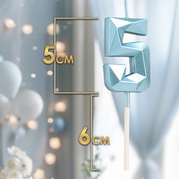 Цена за 3 шт. Свеча в торт на шпажке «Алмаз», цифра 5, голубая, 5 см