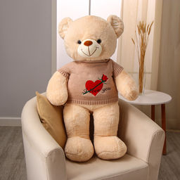 Мягкая игрушка Мишка, в вязаной кофте, 100 см, цвет бежевый - Simaland фото 6