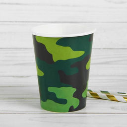 Цена за 2 шт. Стакан одноразовый бумажный «Камуфляж», 250 мл, набор 6 шт.