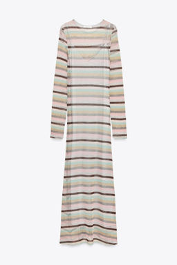 LONG METALLIC THREAD STRIPED DRESS - Zara фото 12