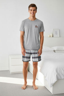 Trendyolmilla Man Grimelanj Regular Ekose At Nak?sl? Alt Dokuma Ust Orme Pijama Tak?m? TMNSS25PT00078