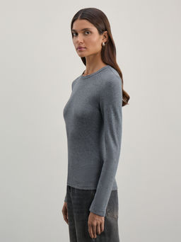 Базовый лонгслив в риб из хлопка / Zarina  фото 4