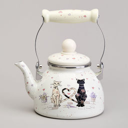Чайник эмалированный со съемным фильтром из нжс серия "Lavander cats", 1,1 л 943-071
