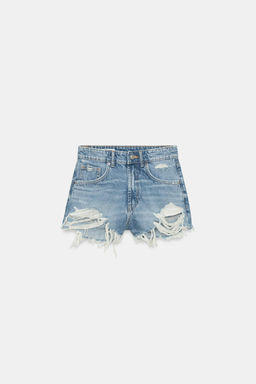 HIGH-WAIST CURVED DENIM SHORTS - Zara фото 9