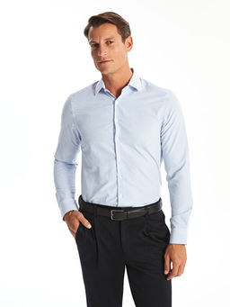 Slim Fit Uzun Kollu ?izgili Poplin Erkek G?mlek