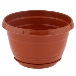 Горшок для цветов пластмассовый "Глория" 2л, д19см, h12см, с поддоном, терракотовый (Россия)