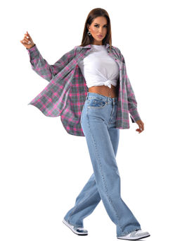 Женская рубашка в клетку оверсайз CRACPOT 145 - Сracpot фото 3
