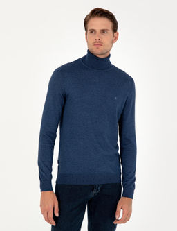 _ndigo Melanj Slim Fit Bal_k__ Yaka Basic Triko Kazak