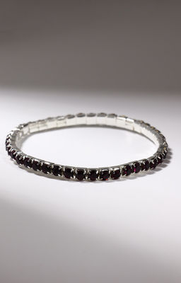 Браслет со стразами «Лёд» 1 ряд, цвет тёмно-фиолетовый в серебре, L=7 см