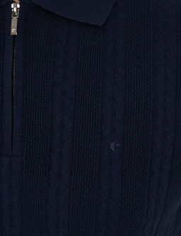 Темно-синий облегающий трикотажный свитер с воротником-поло - Cacharel фото 5