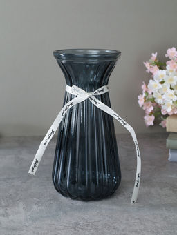 Ваза для цветов 22 см серая с лентой / WRD-147 /уп 30/ без индивидуальной упаковки - Галеонтрейд фото 5