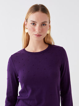 Bisiklet Yaka Kendinden Desenli Uzun Kollu Kad?n Triko Kazak - Waikiki фото 3