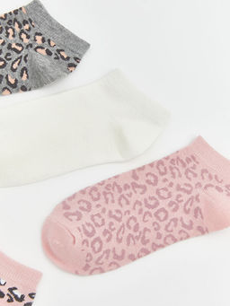 Leopar Desenli Kad?n Patik ?orap 5li