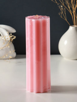 Свеча - цилиндр 7×20 см, 600 г, с крупными гранями, розовый