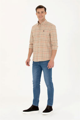 U. S. Polo Assn Мужская рубашка песочного цвета в клетку - U.s. polo assn фото 11