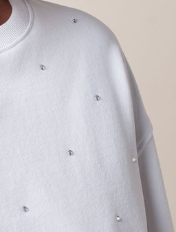 VILATTE / Свитшот со стразами из футера с эластаном  фото 9