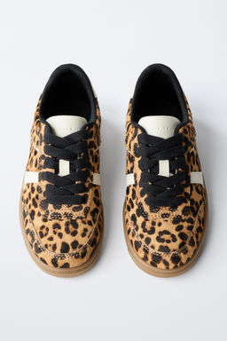 LEOPARD PRINT LEATHER SNEAKERS - Zara фото 5