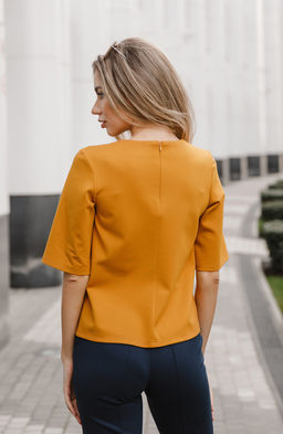 Блузка трикотажная горчичный - Donna saggia фото 5