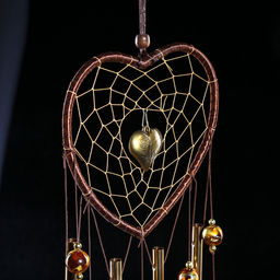 Музыка ветра Сердце с сердечками, металл, 4 трубки, 5 колокольчиков, d=17 см, длина 65 см