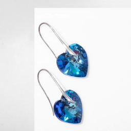 Серьги с кристаллами Сияние сердца, цвет синий в серебре - Queen fair фото 2