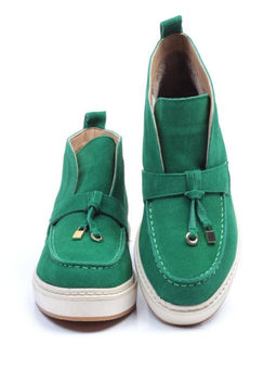 01-5172-6 GREEN Ботинки женские демисезонные (натуральная замша, байка)