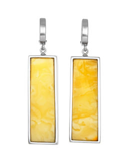 Крупные геометричные серьги с янтарём с уникальной текстурой Palazzo